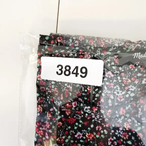 Madewell Puff Sleeve Ruffle Top Blouse Black Fieldwalk Floral - M - Picture 9 of 9